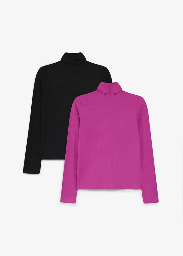Warmes Thermo-Langarmshirt (2er Pack) in lila von hinten - bonprix