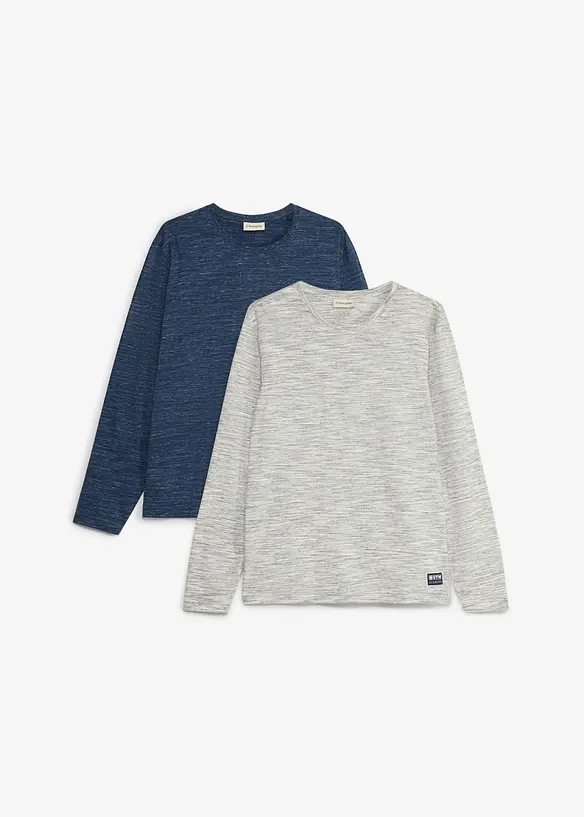 Langarmshirt in Regular Fit (2er Pack) in blau von vorne - bonprix