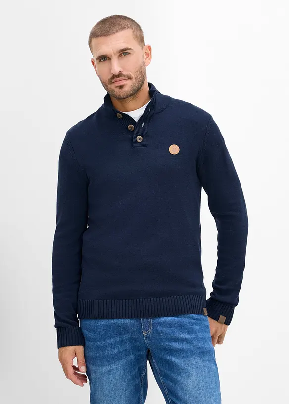 Pullover in Regular Fit in blau von vorne (im Anschnitt) - bonprix
