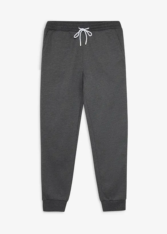 Thermo-Jogginghose mit flauschigem Teddyfleece in grau von vorne - bonprix