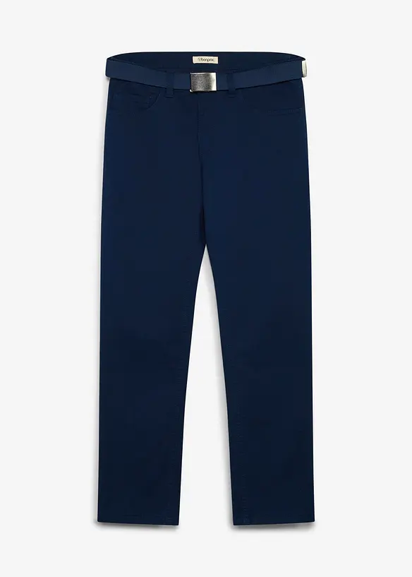 Regular Fit Thermohose mit Gürtel, Straight in blau von vorne - bonprix