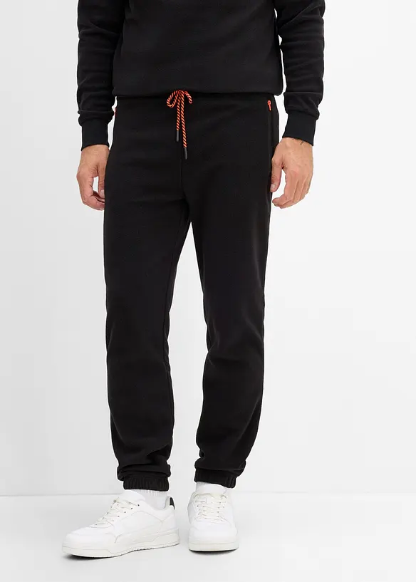 Fleece-Jogginghose in Regular Fit in schwarz von vorne - bonprix