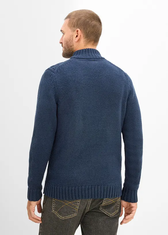 Troyer mit Zopfmuster in blau von hinten (im Anschnitt) - bonprix