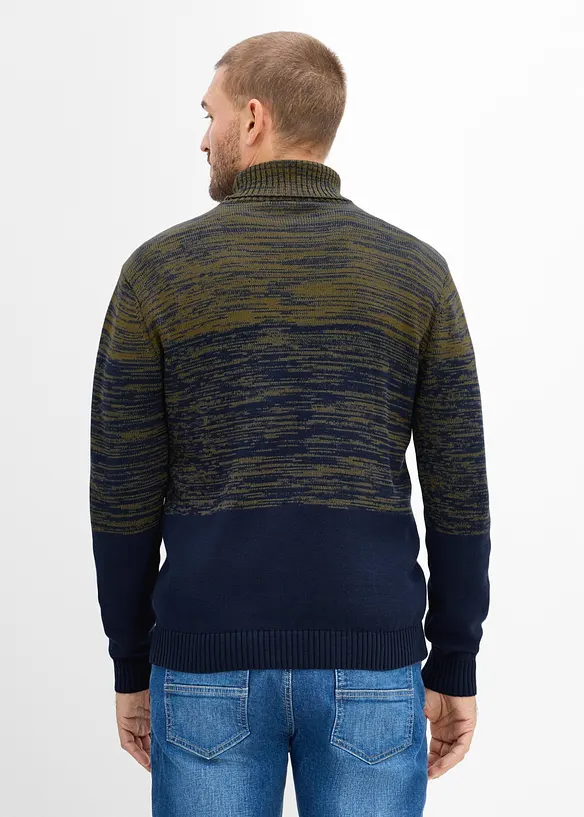 Rollkragenpullover in Regular Fit in grün von hinten (im Anschnitt) - bonprix