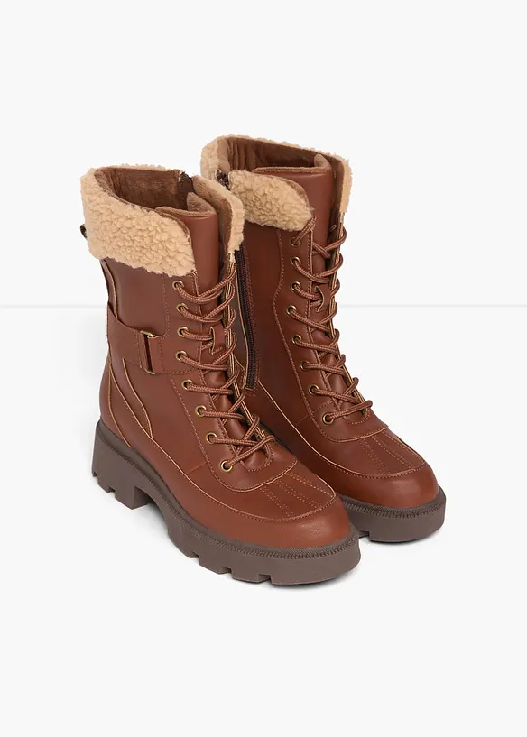 Gefütterte Schnürboots in braun - bonprix