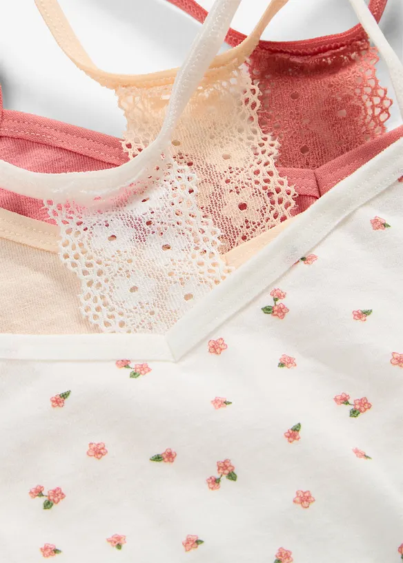 Bustier mit weicher Baumwolle und Spitze (3er Pack) in weiß - bonprix
