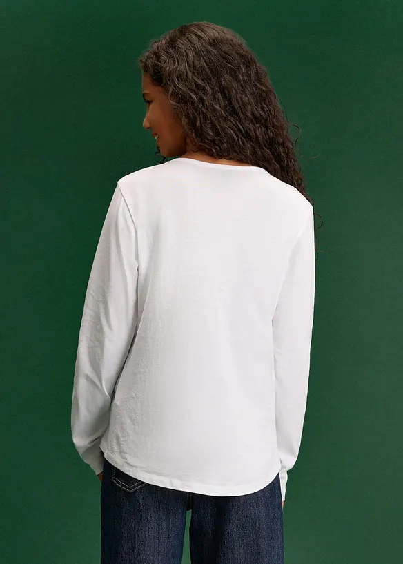 Langarmshirt aus reiner Bio-Baumwolle mit Wendepailletten in weiß von hinten (im Anschnitt) - bonprix