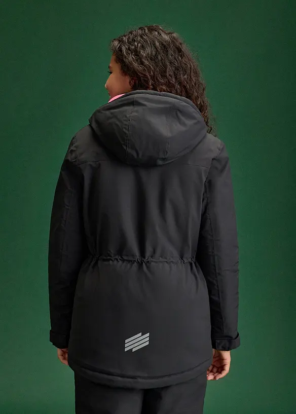 Wasserdichte Skijacke mit sportiven Details in schwarz von hinten (im Anschnitt) - bonprix