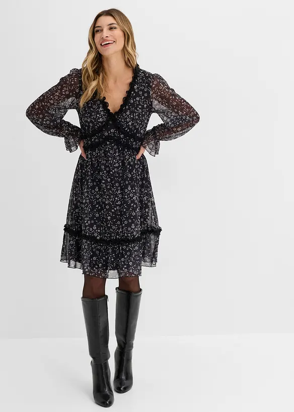 Minikleid aus feinem Mesh in schwarz von vorne (Totalaufnahme) - bonprix Minikleid aus feinem Mesh in schwarz von vorne (Totalaufnahme) - bonprix