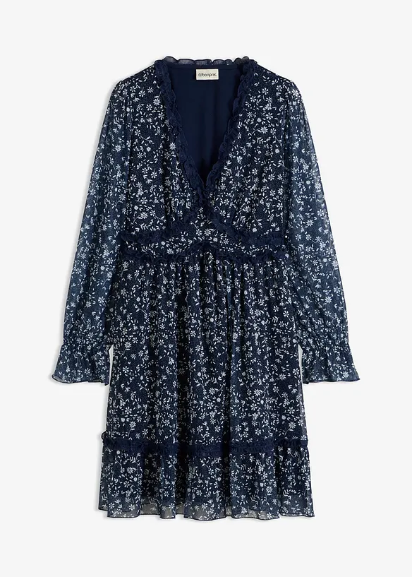 Minikleid aus feinem Mesh in blau von vorne - bonprix Minikleid aus feinem Mesh in blau von vorne - bonprix