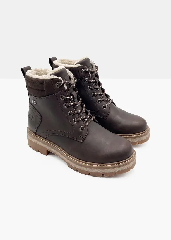 Gefütterte Tom Tailor Schnürboots mit Profilsohle in braun - Tom Tailor