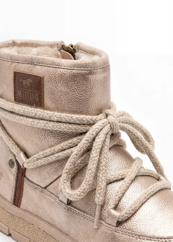 Gefütterte Mustang Schnürboots in beige - Mustang