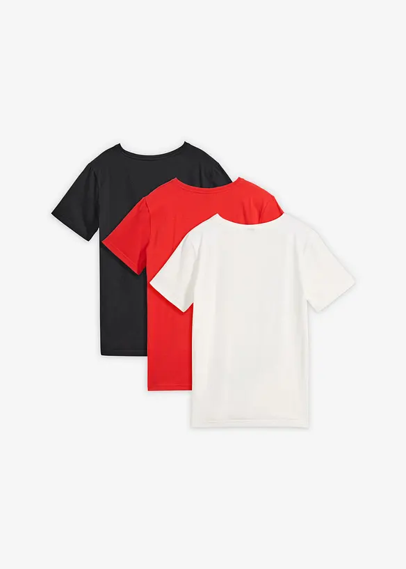 T-Shirt mit Bio-Baumwolle (3er Pack) in rot von hinten - bonprix