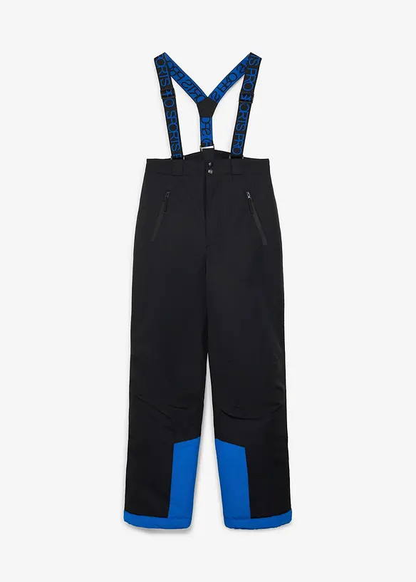 wasserfeste Skihose mit abnehmbaren Trägern in schwarz von vorne - bonprix