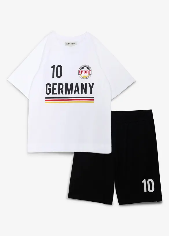 T-Shirt und Jersey-Bermuda (2-tlg.Set) in weiß von vorne - bonprix