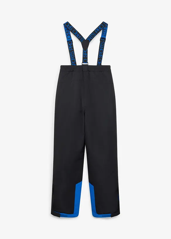 wasserfeste Skihose mit abnehmbaren Trägern in schwarz von hinten - bonprix