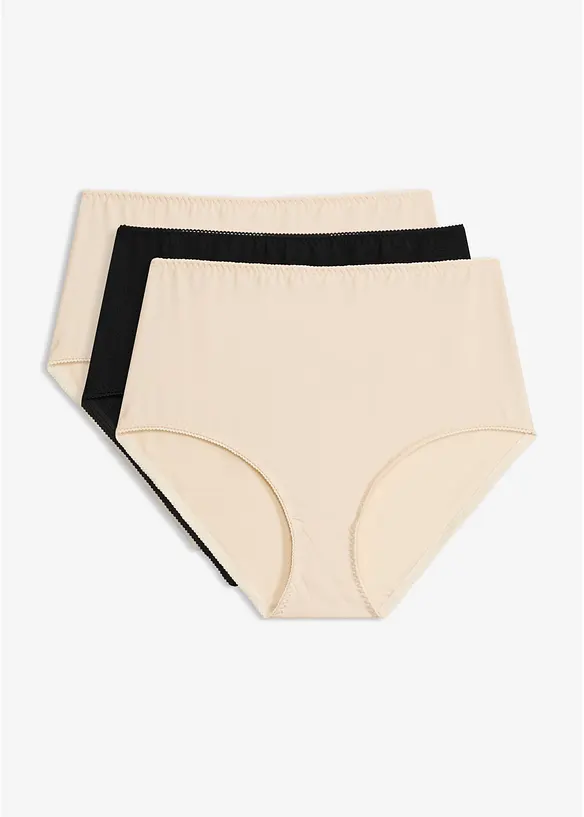 Microfaser Highwaist Slip (3er Pack) in schwarz von vorne - bonprix