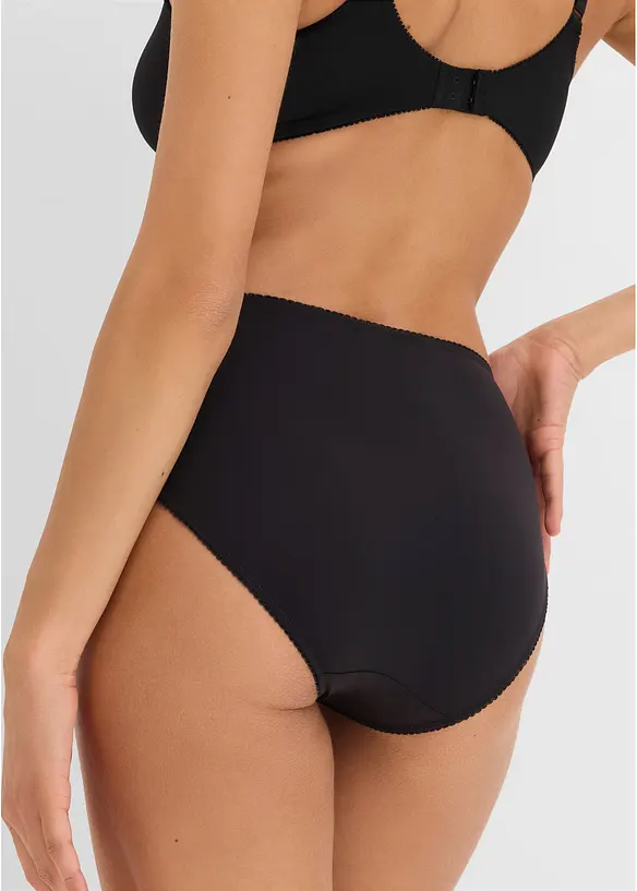 Maxislip aus Microfaser und mit Spitze (3er Pack) in schwarz von hinten - bonprix