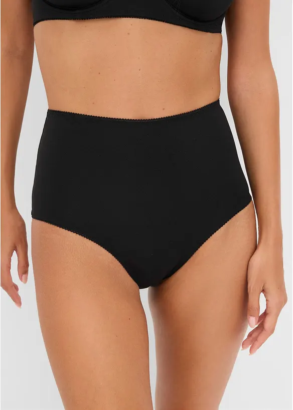 Microfaser Highwaist Slip (3er Pack) in schwarz von vorne - bonprix