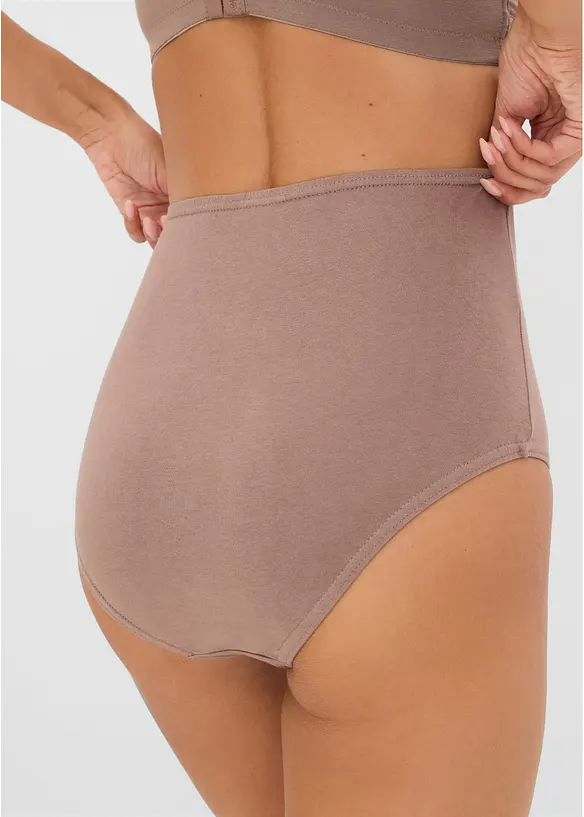 Highwaist Slip mit Bio-Baumwolle (4er Pack) in weiß von hinten - bonprix