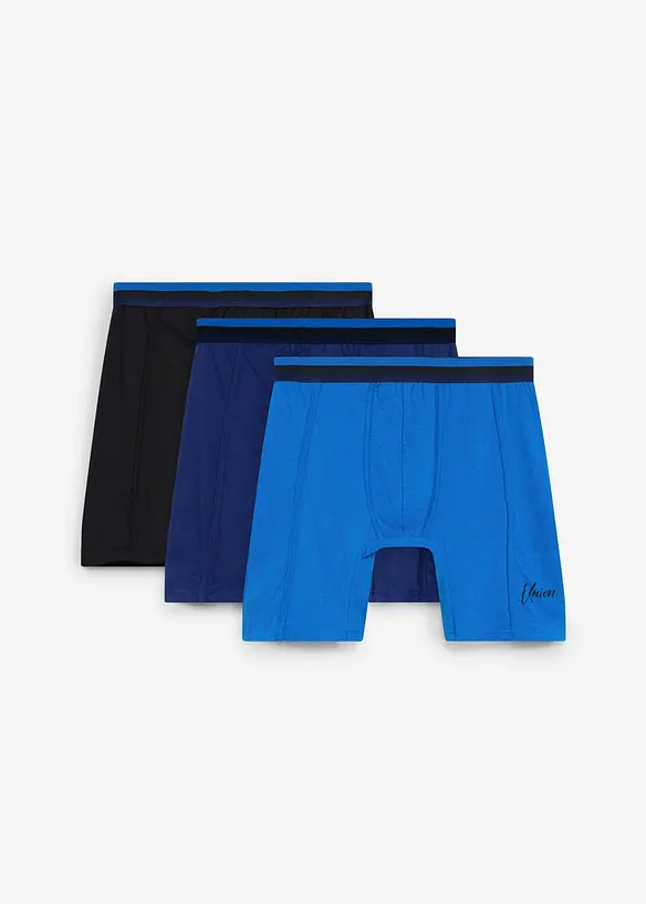 Lange Boxershorts eng mit weicher Baumwolle (3er Pack) in blau - bonprix