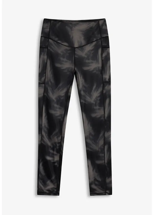 Thermo Sport-Leggings mit Handytasche, schnelltrocknend in schwarz von vorne - bonprix
