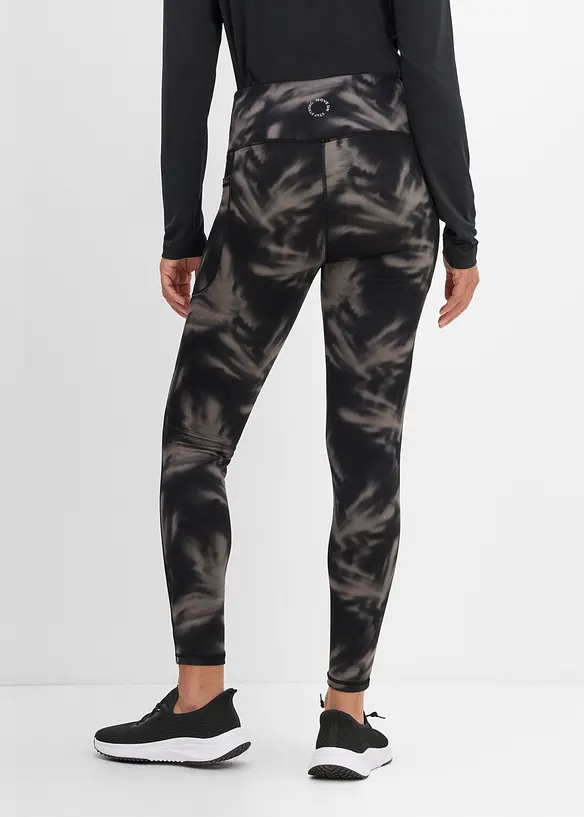 Thermo Sport-Leggings mit Handytasche, schnelltrocknend in schwarz von hinten - bonprix