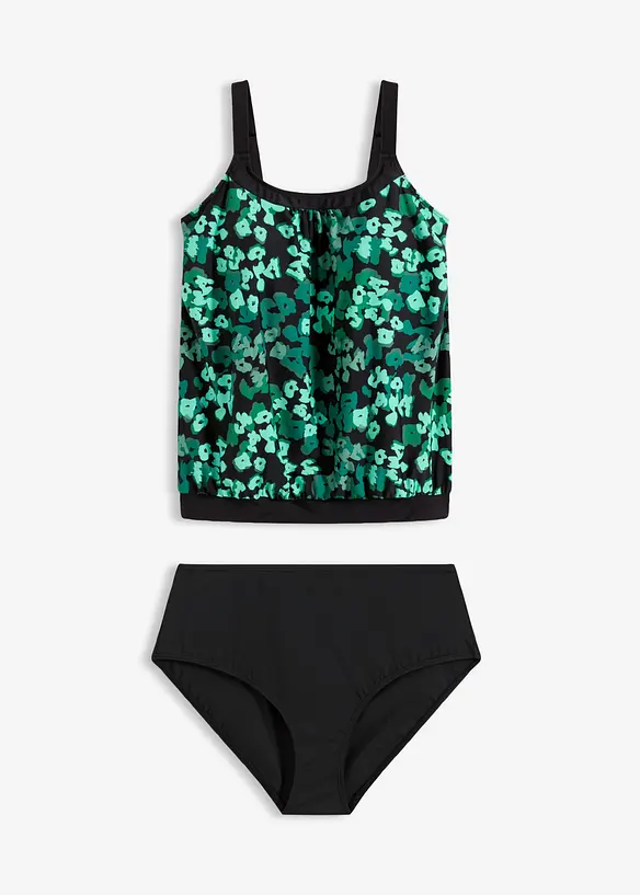 Oversize-Tankini (2-tlg.Set) in schwarz von vorne - bonprix