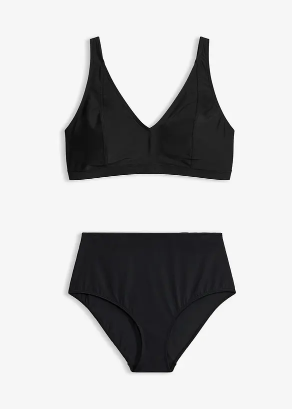 Bikini mit V-Ausschnitt (2-tlg.Set) in schwarz von vorne - bonprix