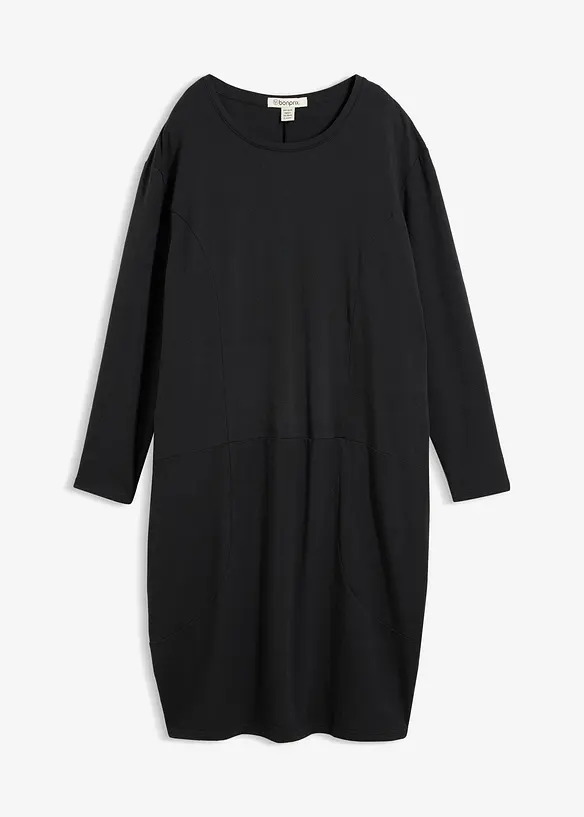 Jerseykleid in O-Shape in schwarz von vorne - bonprix