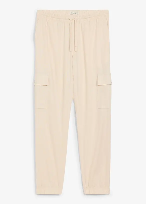 Regular Fit Leinenhose, Straight in beige von vorne - bonprix