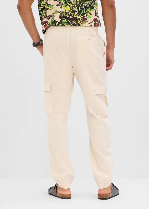 Regular Fit Leinenhose, Straight in beige von hinten - bonprix