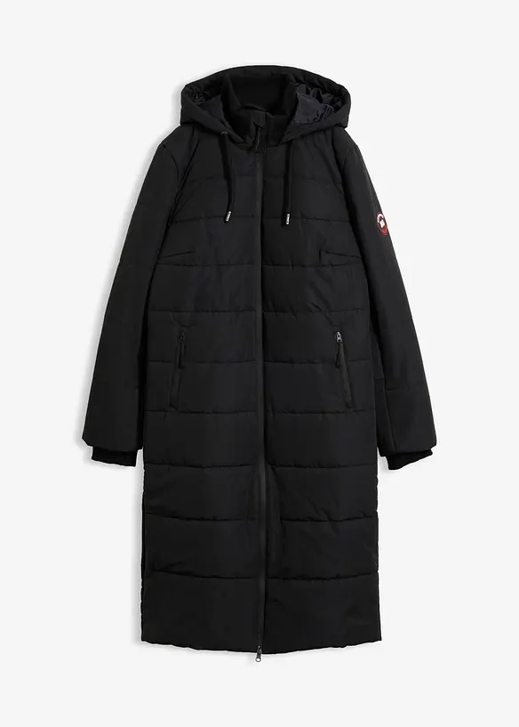 wasserabweisender Funktions-Outdoor-Steppmantel in schwarz von vorne - bonprix
