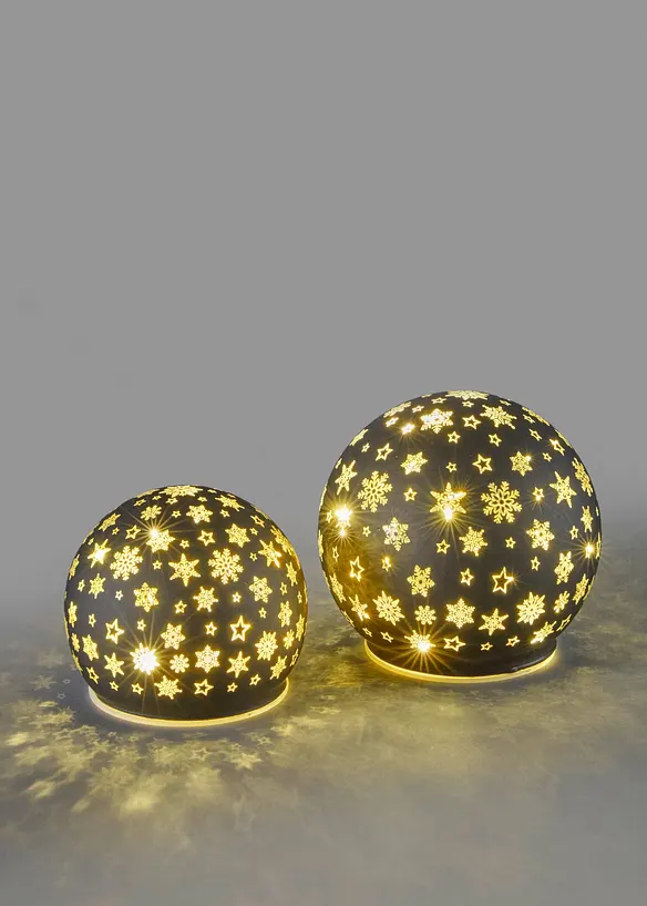 LED-Deko-Objekte Stern-Kugeln (2-tlg. Set) in schwarz von vorne - bonprix