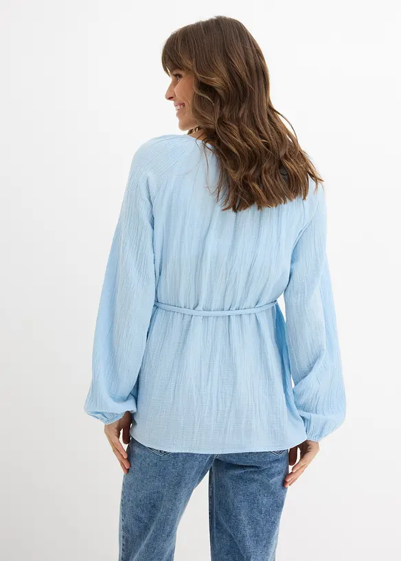 Umstandsbluse aus reinem Baumwollmusselin in blau von hinten (im Anschnitt) - bonprix Umstandsbluse aus reinem Baumwollmusselin in blau von hinten (im Anschnitt) - bonprix