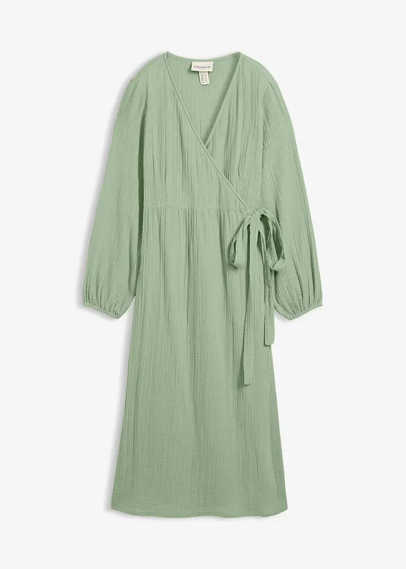 2-in-1 Umstands- und Stillkleid aus Baumwoll-Musselin in grün von vorne - bonprix 2-in-1 Umstands- und Stillkleid aus Baumwoll-Musselin in grün von vorne - bonprix