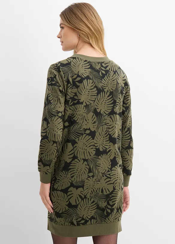 Sweatkleid, bedruckt in grün von hinten (Totalaufnahme) - bonprix