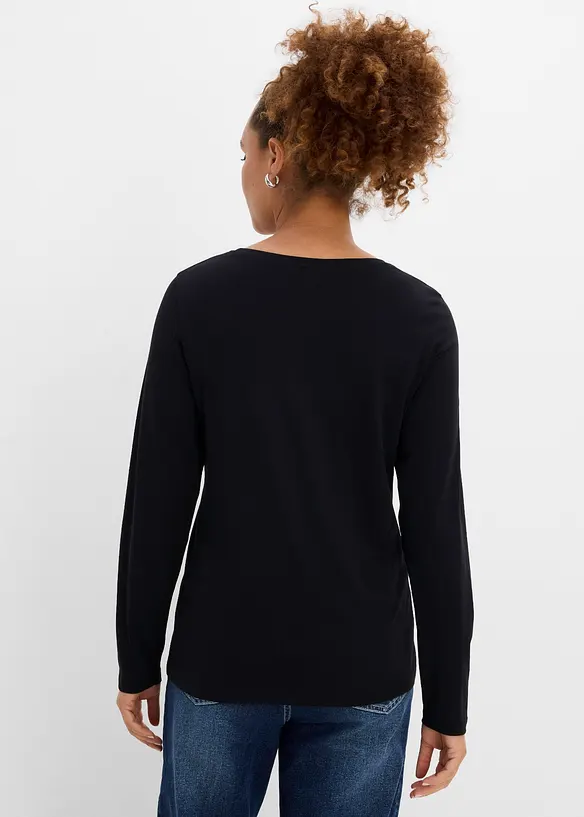 Langarmshirt mit Weihnachtsmotiv in schwarz von hinten (im Anschnitt) - bonprix