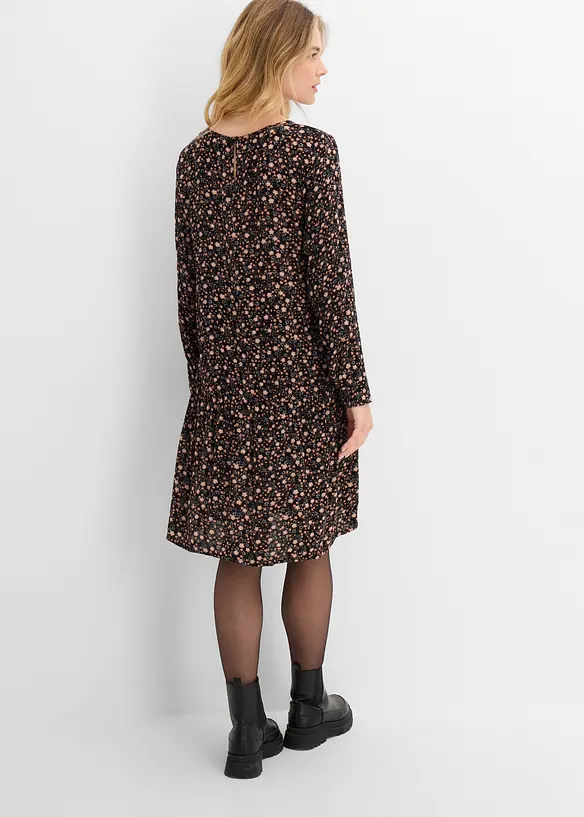 Kleid aus fließender Viskose in schwarz von hinten (Totalaufnahme) - bonprix Kleid aus fließender Viskose in schwarz von hinten (Totalaufnahme) - bonprix