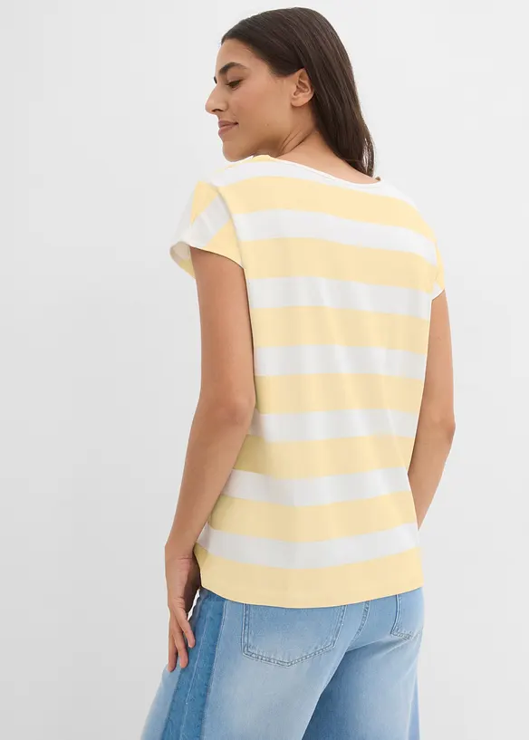 Gestreiftes Strickshirt in weiß von hinten (im Anschnitt) - bonprix