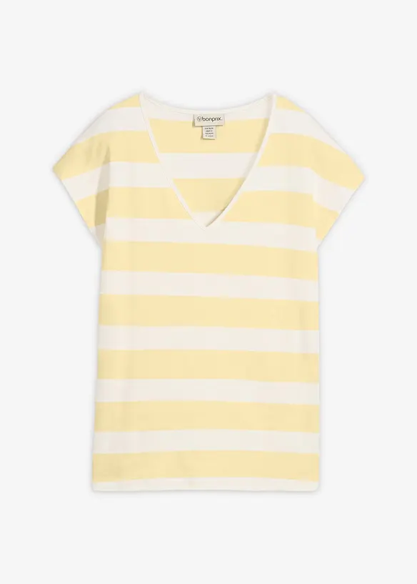 Gestreiftes Strickshirt in weiß von vorne - bonprix