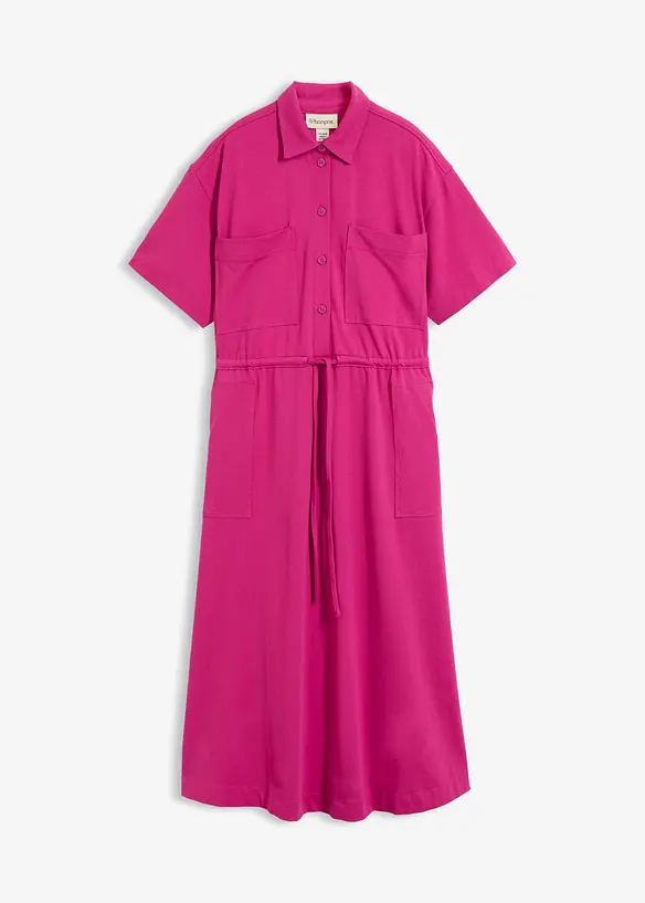Jerseykleid aus Baumwoll-Stretch in pink von vorne - bonprix