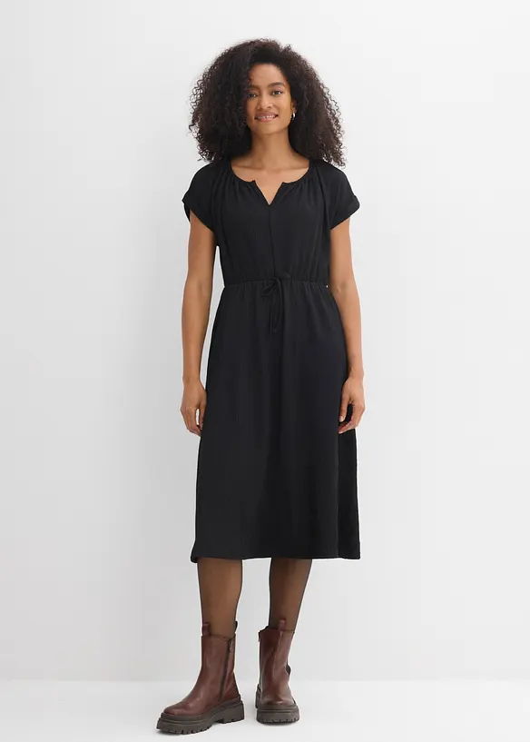 Jersey Kleid aus fließendem Viskose-Mix in schwarz von vorne (Totalaufnahme) - bonprix Jersey Kleid aus fließendem Viskose-Mix in schwarz von vorne (Totalaufnahme) - bonprix