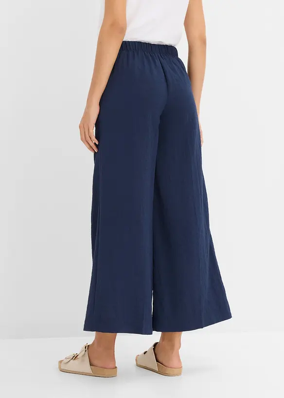 Culotte aus fließendem Viskose-Mix in blau von hinten - bonprix