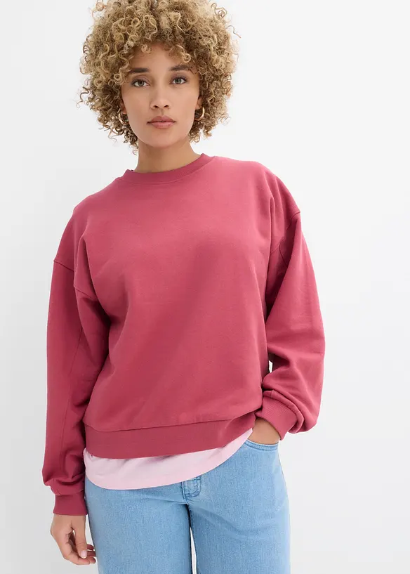 Oversize-Sweatshirt aus reiner Bio-Baumwolle in rot von vorne (im Anschnitt) - bonprix Oversize-Sweatshirt aus reiner Bio-Baumwolle in rot von vorne (im Anschnitt) - bonprix