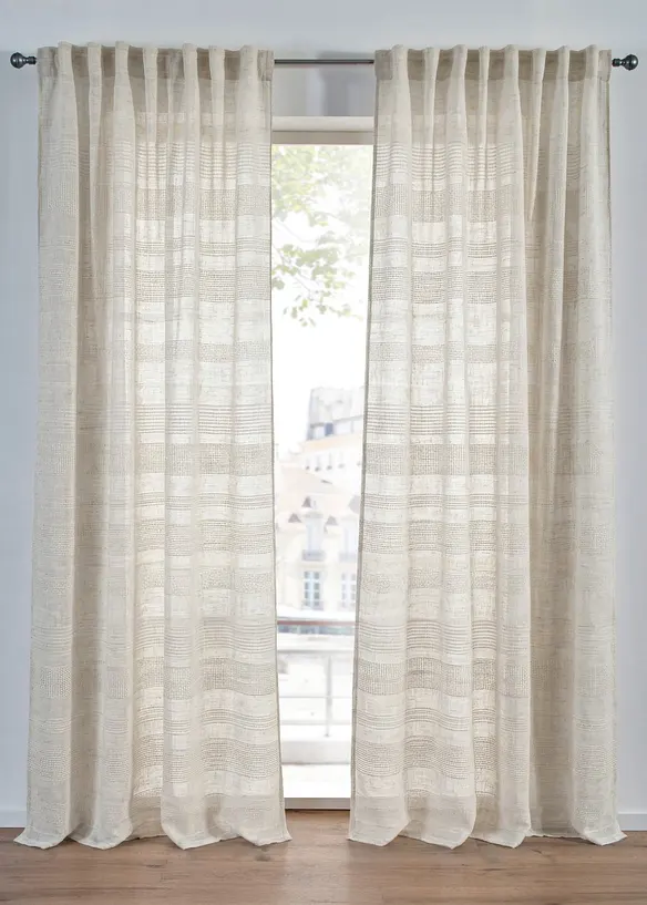 Jacquard Vorhang mit Struktur, auch in extra lang (1er Pack) in beige - bonprix