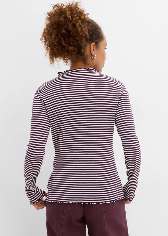 Rippshirt aus reiner Baumwolle (2er Pack) in lila von hinten (im Anschnitt) - bonprix
