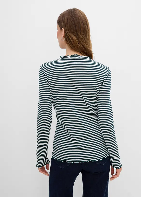 Rippshirt aus reiner Baumwolle (2er Pack) in grün von hinten (im Anschnitt) - bonprix
