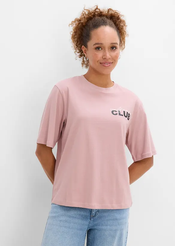 T-Shirt aus reiner Bio-Baumwolle in rosa von vorne (im Anschnitt) - bonprix