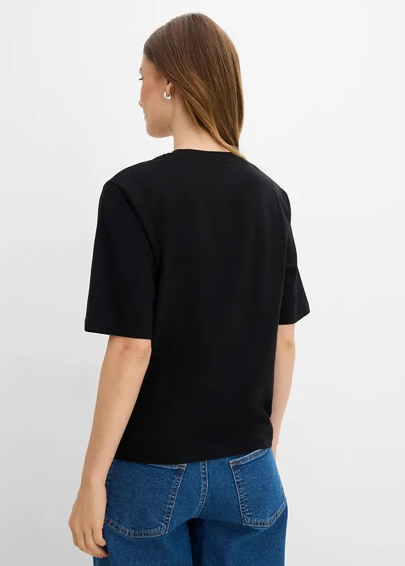 T-Shirt aus reiner Bio-Baumwolle in schwarz von hinten (im Anschnitt) - bonprix